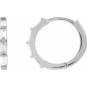 14K White 1/3 CTW Lab-Grown Diamond Hoop Earrings