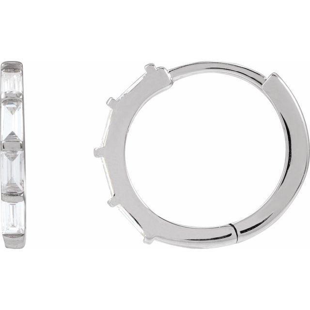 14K White 1/3 CTW Lab-Grown Diamond Hoop Earrings