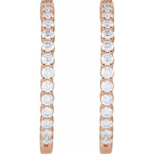 14K Rose 4 CTW Lab-Grown Diamond Inside-Outside Hinged 36 mm Hoop Earrings