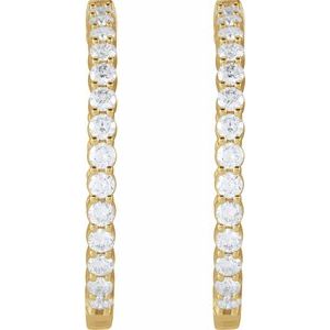 14K Yellow 4 CTW Lab-Grown Diamond Inside-Outside Hinged 36 mm Hoop Earrings