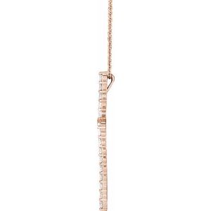 14K Rose 1 CTW Lab-Grown Diamond Cross 16-18" Necklace