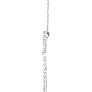 14K White 1 CTW Lab-Grown Diamond Cross 16-18" Necklace