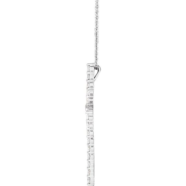 14K White 1 CTW Lab-Grown Diamond Cross 16-18" Necklace