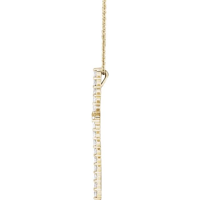 14K Yellow 1 CTW Lab-Grown Diamond Cross 16-18" Necklace