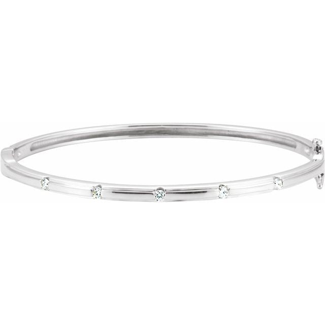 14K White 1/4 CTW Lab-Grown Diamond Bangle 6" Bracelet