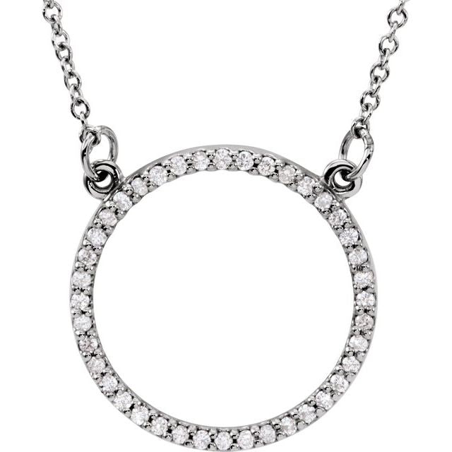 14K White 1/5 CTW Lab-Grown Diamond Circle 16" Necklace