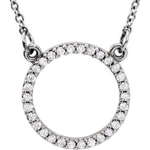 14K White 1/8 CTW Lab-Grown Diamond Circle 16" Necklace
