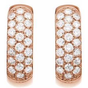 14K Rose 7/8 CTW Lab-Grown Diamond Hoop Earrings