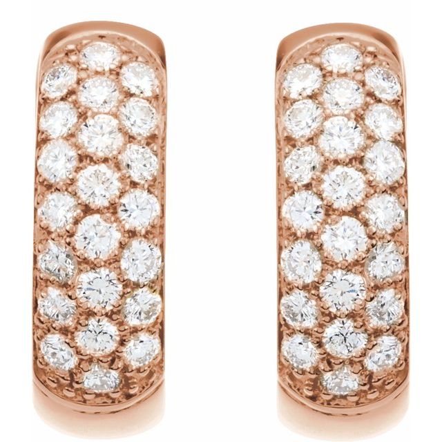 14K Rose 7/8 CTW Lab-Grown Diamond Hoop Earrings
