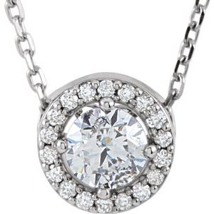 14K White 1/4 CTW Lab-Grown Diamond Halo-Style 16" Necklace