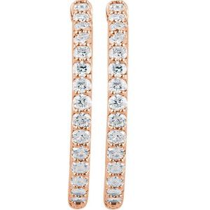 14K Rose 2 CTW Lab-Grown Diamond Inside-Outside 29.5 mm Hinged Hoop Earrings