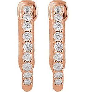 14K Rose 1/4 CTW Lab-Grown Diamond Inside-Outside 14.5 mm Hinged Hoop Earrings
