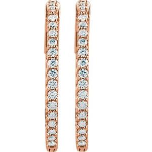 14K Rose 1 CTW Lab-Grown Diamond Inside-Outside 26.5 mm Hinged Hoop Earrings