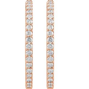 14K Rose 3 CTW Lab-Grown Diamond Inside-Outside 34.5 mm Hinged Hoop Earrings