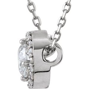 14K White 1/3 CTW Lab-Grown Diamond Halo-Style 16" Necklace