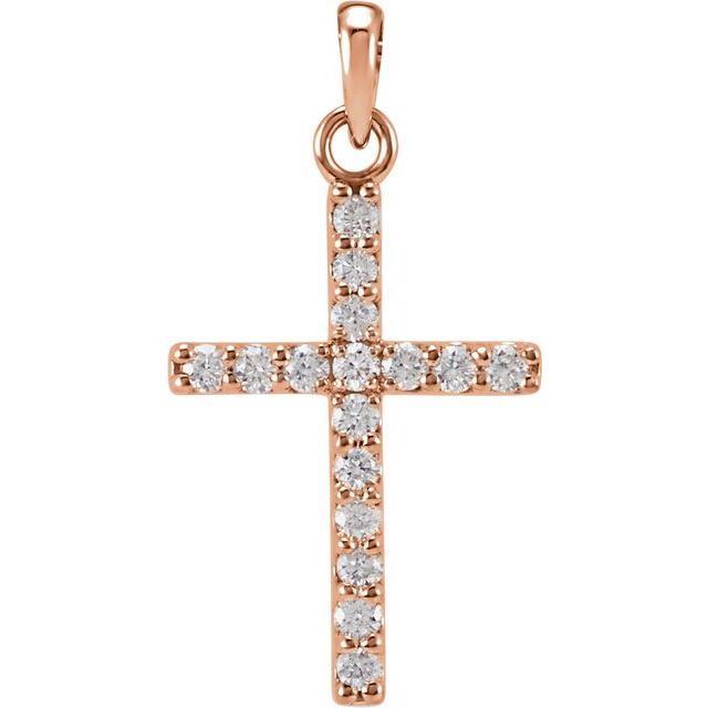 14K Rose 1/5 CTW Lab-Grown Diamond Cross Pendant