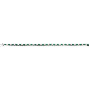 14K White Lab-Grown Emerald & 2 3/8 CTW Lab-Grown Diamond Line 7" Bracelet