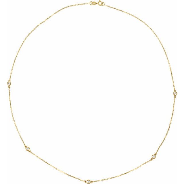 14K Yellow 1/4 CTW Lab-Grown Diamond 5-Station 18" Necklace