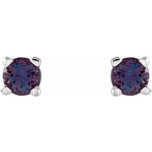 14K White 2.5 mm Lab-Grown Alexandrite Stud Earrings