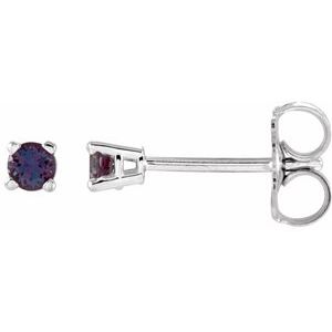 14K White 2.5 mm Lab-Grown Alexandrite Stud Earrings