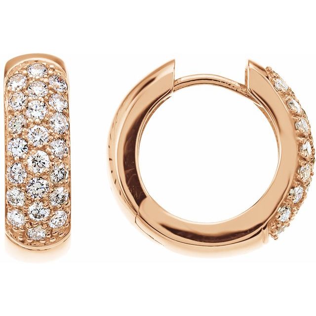 14K Rose 7/8 CTW Lab-Grown Diamond Hoop Earrings