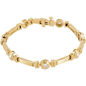 14K Yellow 1 CTW Lab-Grown Diamond Line 7" Bracelet