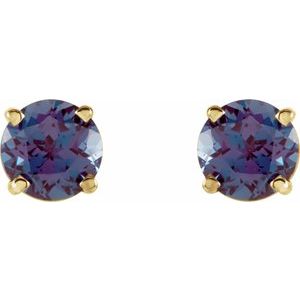 14K Yellow 5 mm Lab-Grown Alexandrite Stud Earrings