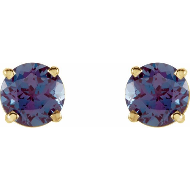 14K Yellow 5 mm Lab-Grown Alexandrite Stud Earrings