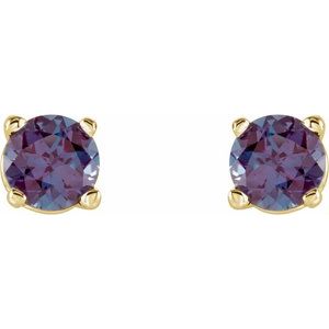 14K Yellow 4 mm Lab-Grown Alexandrite Stud Earrings