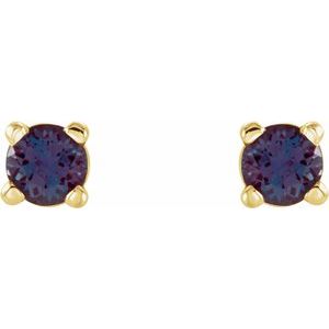 14K Yellow 2.5 mm Lab-Grown Alexandrite Stud Earrings