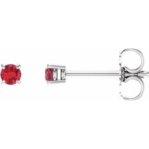 14K White 2.5 mm Lab-Grown Ruby Stud Earrings
