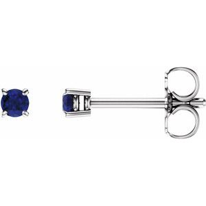 14K White 2.5 mm Lab-Grown Blue Sapphire Stud Earrings