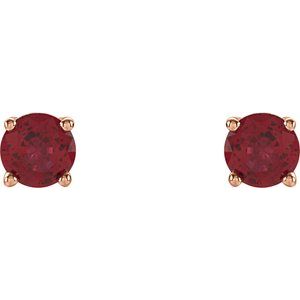 14K Rose 4 mm Lab-Grown Ruby Stud Earrings