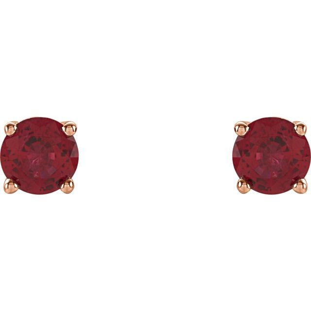 14K Rose 4 mm Lab-Grown Ruby Stud Earrings