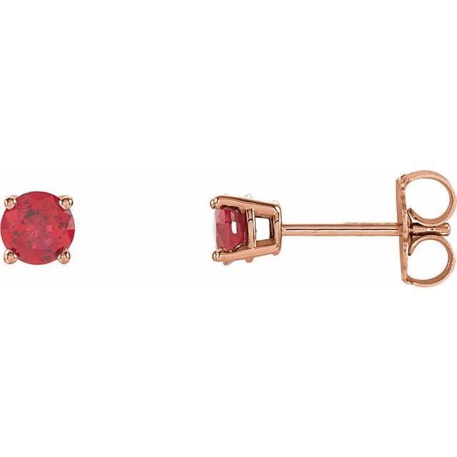 14K Rose 4 mm Lab-Grown Ruby Stud Earrings