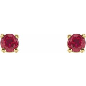 14K Yellow 2.5 mm Lab-Grown Ruby Stud Earrings