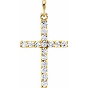 14K Yellow 1/8 CTW Lab-Grown Diamond Cross Pendant