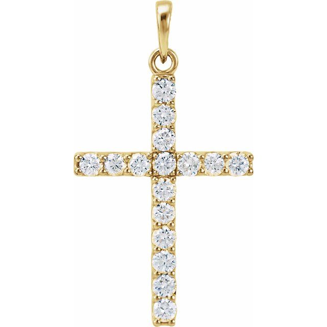 14K Yellow 1/5 CTW Lab-Grown Diamond Cross Pendant