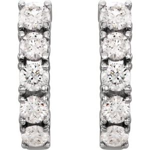 14K White 1 1/2 CTW Lab-Grown Diamond Hoop Earrings