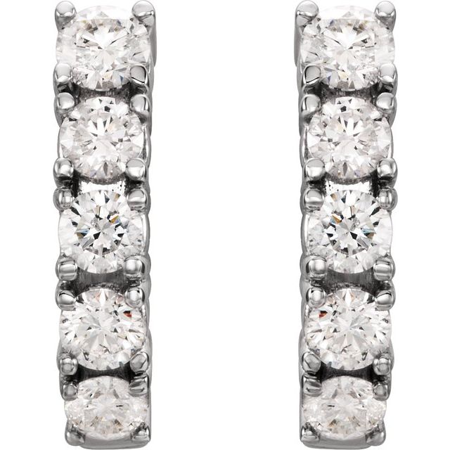 14K White 1 1/2 CTW Lab-Grown Diamond Hoop Earrings