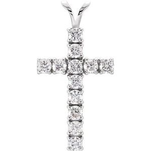 14K White 1 1/4 CTW Lab-Grown Diamond Cross Pendant