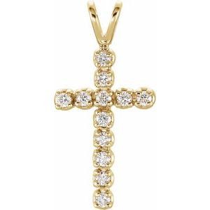 14K Yellow  1/8 CTW Lab-Grown Diamond Cross Pendant