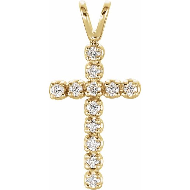 14K Yellow  1/8 CTW Lab-Grown Diamond Cross Pendant