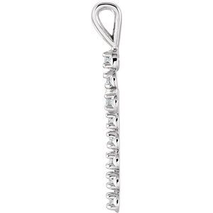 14K White 1/8 CTW  Lab-Grown Diamond Cross Pendant