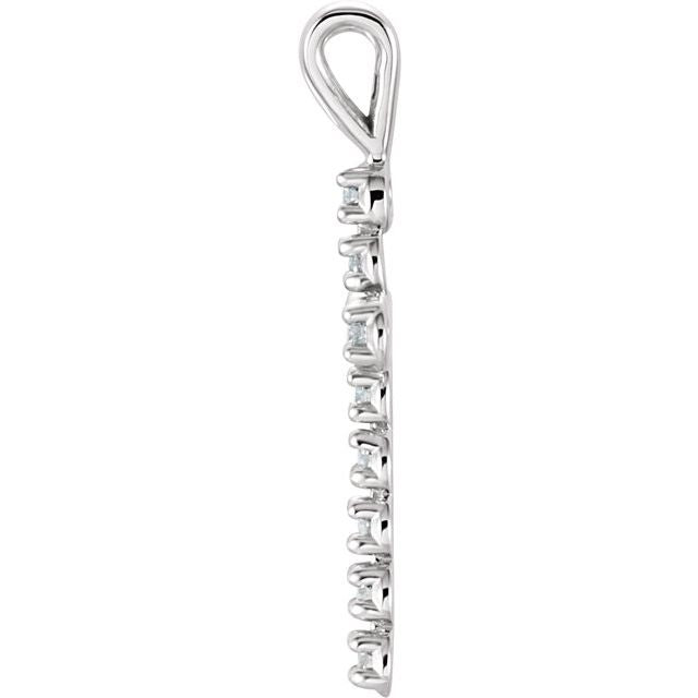14K White 1/8 CTW  Lab-Grown Diamond Cross Pendant
