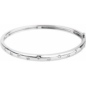 14K White 1/2 CTW Lab-Grown Diamond Bangle 6 3/4" Bracelet