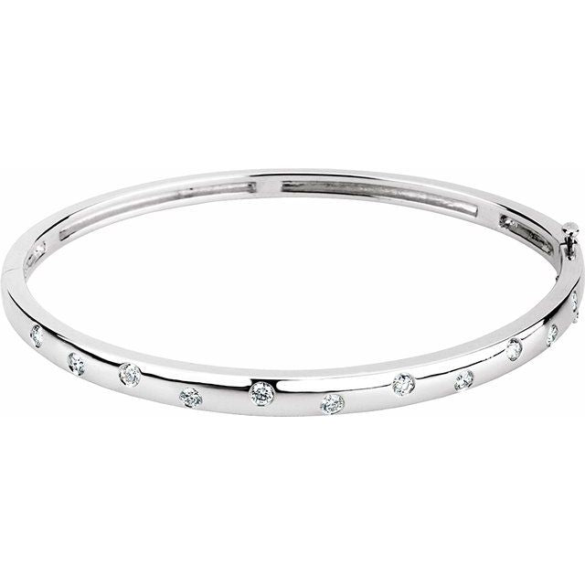 14K White 1/2 CTW Lab-Grown Diamond Bangle 6 3/4" Bracelet
