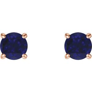 14K Rose 5 mm Lab-Grown Blue Sapphire Stud Earrings