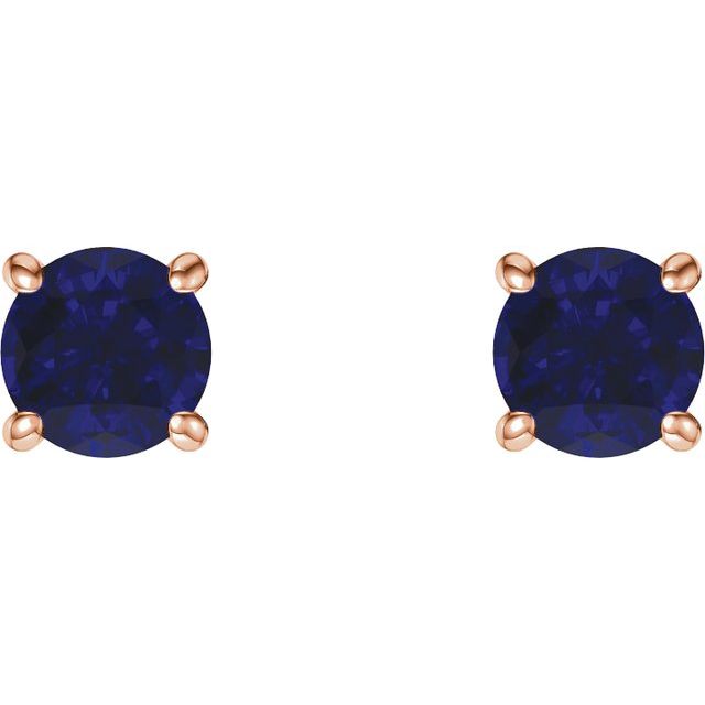 14K Rose 5 mm Lab-Grown Blue Sapphire Stud Earrings
