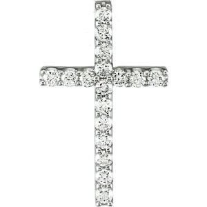 14K White 1/6 CTW Lab-Grown Diamond Petite Cross Pendant